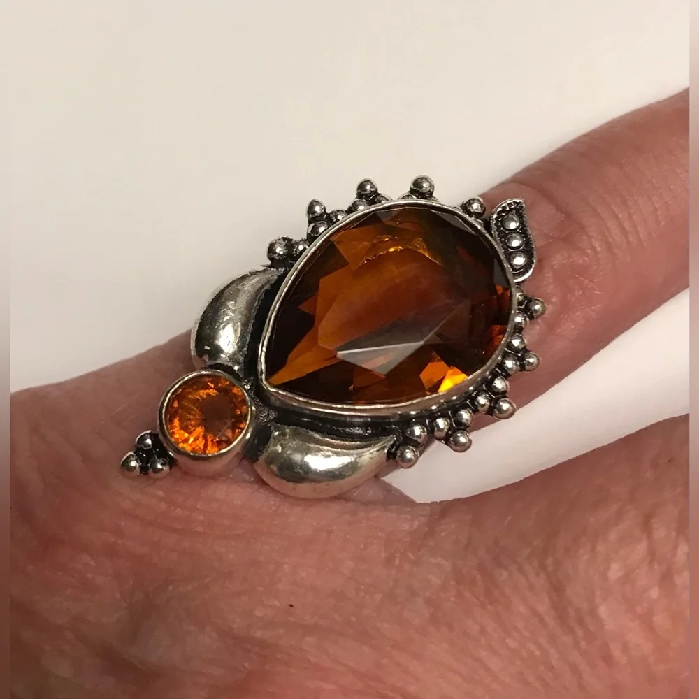 Smokey Topaz Stamped 925 Sterling Silver Ring